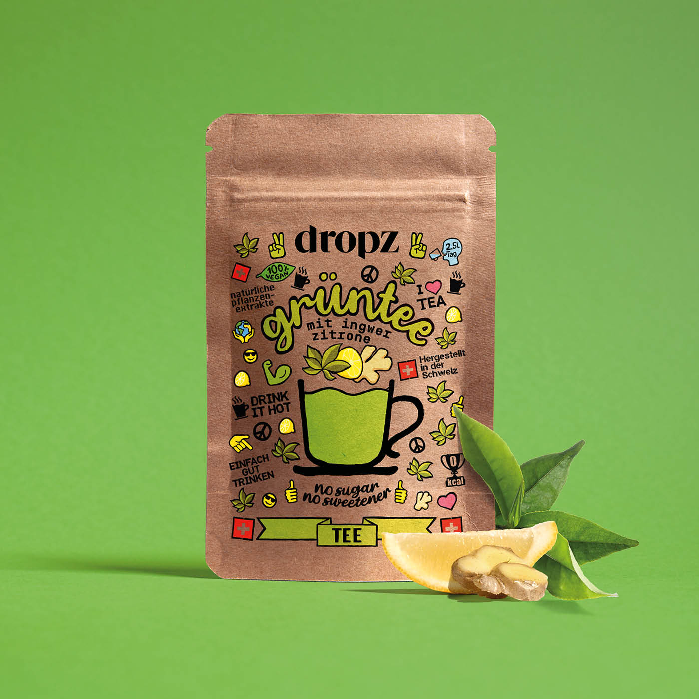 dropz Tea - Grüntee mit Zitrone Ingwer
